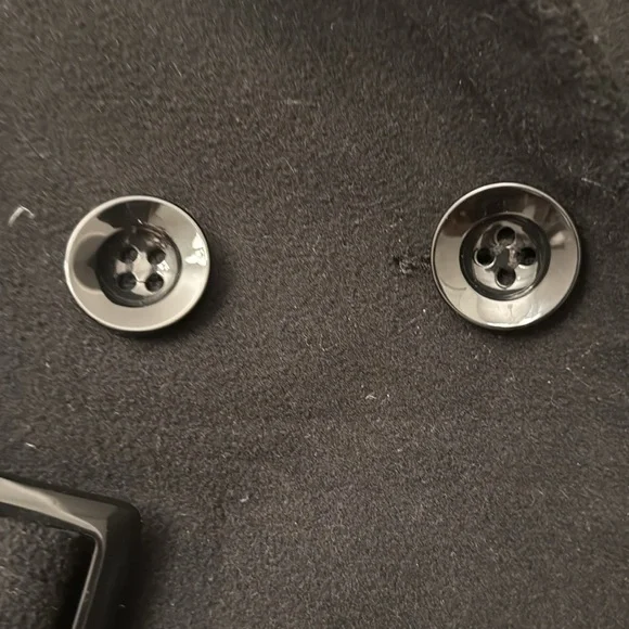 Women's Black Double-Breasted Coat - Picture 3 of 10